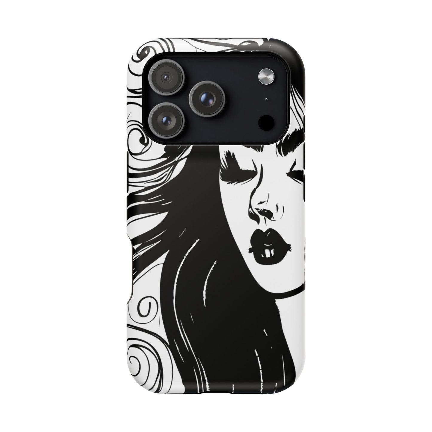 Artistic Black & White Portrait Phone Case — Magnetic Impact-Resistant