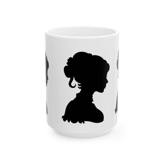 Elegant Silhouette Ceramic Mug | Gift for Her, Vintage Style Coffee Cup, Home Decor, Unique Tea Mug, Art Lover's Present