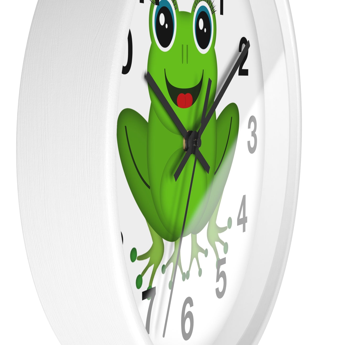 Frog Wall Clock - Whimsical Green Frog Design, Cute Home Decor, Kids Room, Animal Lover Gift, Fun Timepiece
