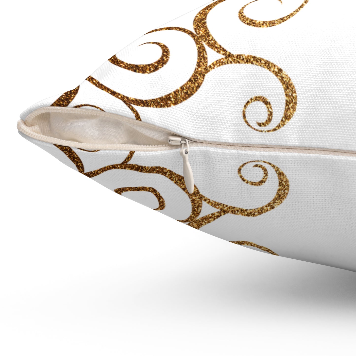 Elegant Decorative Pillow with Gold Swirl Design, Cozy Home Accent, Perfect for Living Room, Holidays, Gift Idea