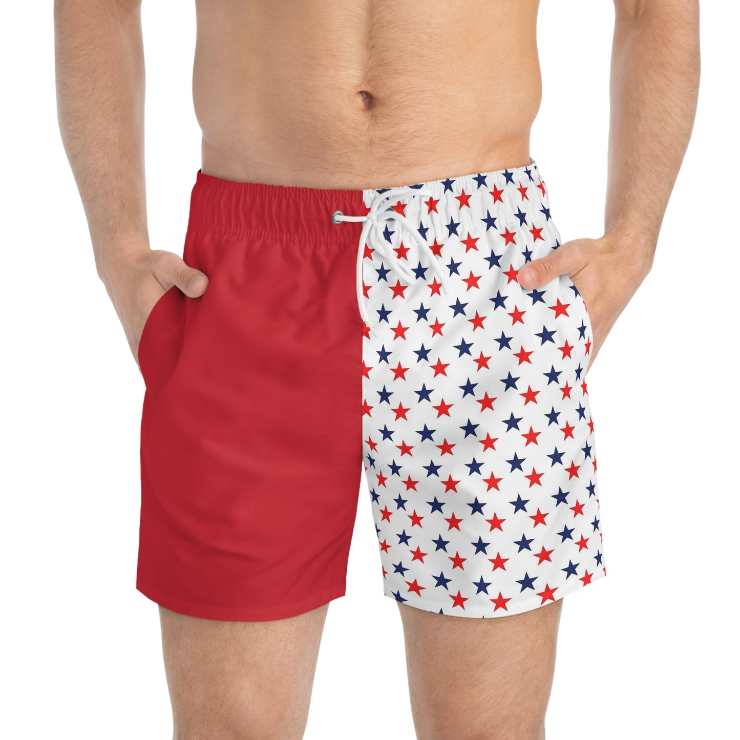 Patriotic Star Pattern Swim Trunks - Perfect for Summer Fun, Beach Days, Pool Parties, Fourth of July, Vacation Wear