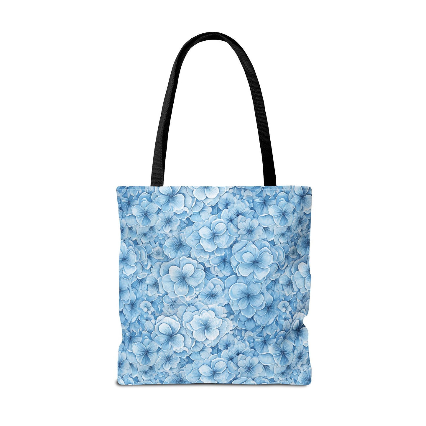 Blue Watercolor Floral Tote Bag — Reusable Flower Pattern Shopper
