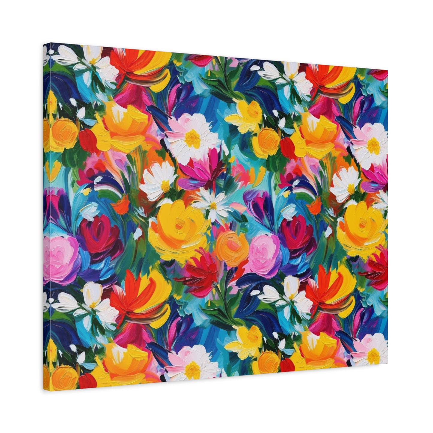 Vibrant Floral Matte Canvas Wall Art — Colorful Garden Print, Stretched 1.25"