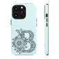 Personalized Tough Phone Case- Letter B, Floral Monogram Cell Phone Cover, Custom Protective Case, Unique Gift, Birthday, Graduation