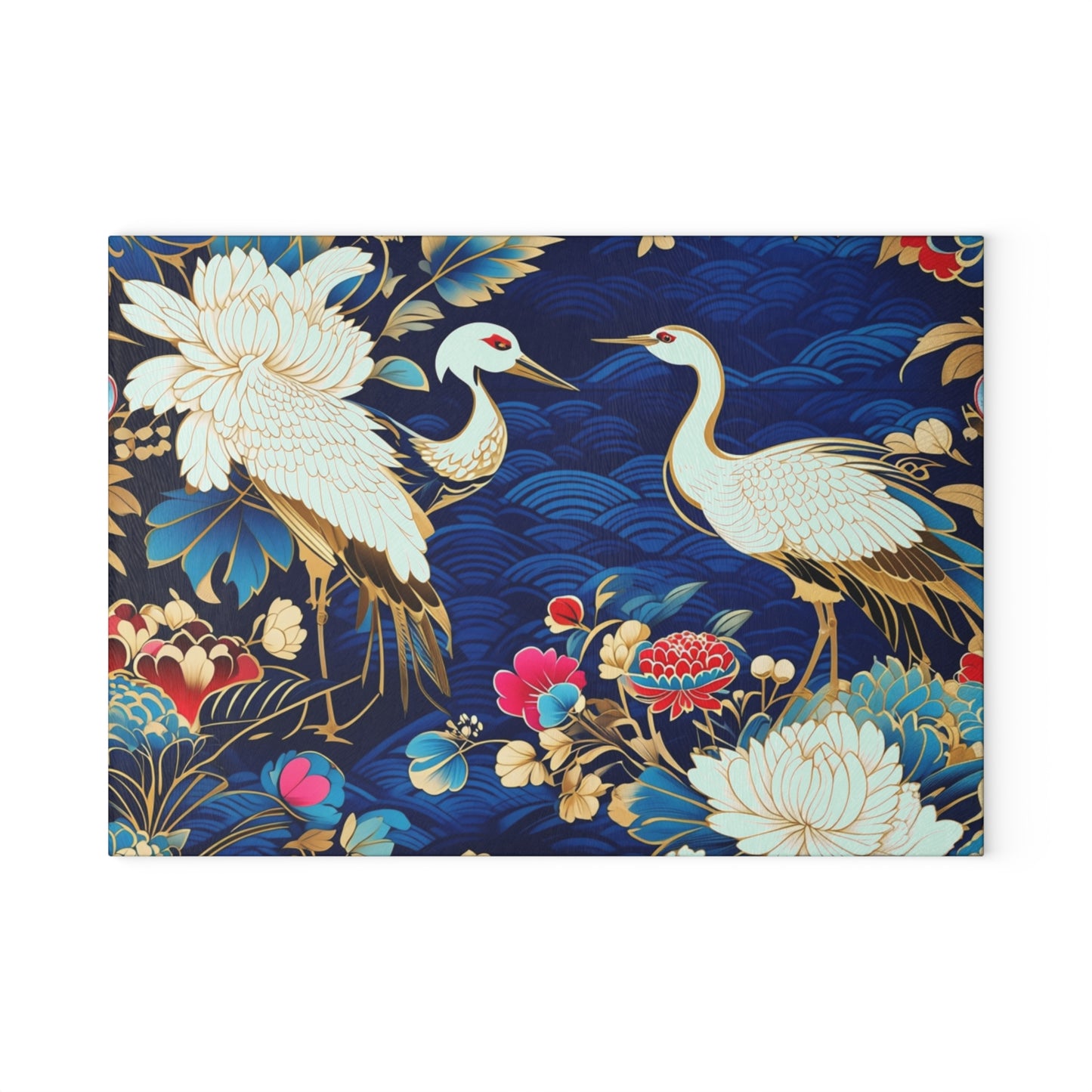 Elegant Asian Crane Glass Cutting Board - Perfect for Gifts and Home Decor
