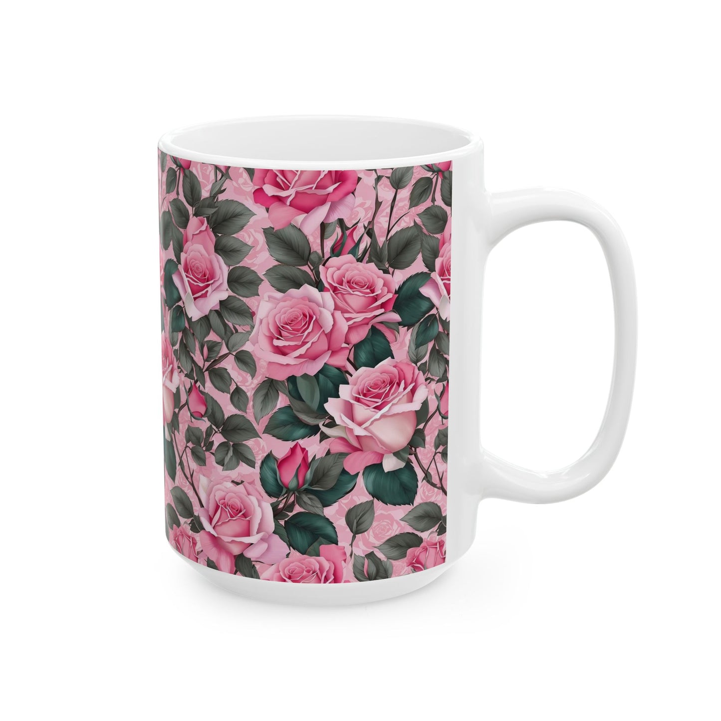 Floral Rose Ceramic Mug - Perfect Gift for Coffee Lovers, Tea, Mother's Day, Birthday, Home Decor, Kitchenware