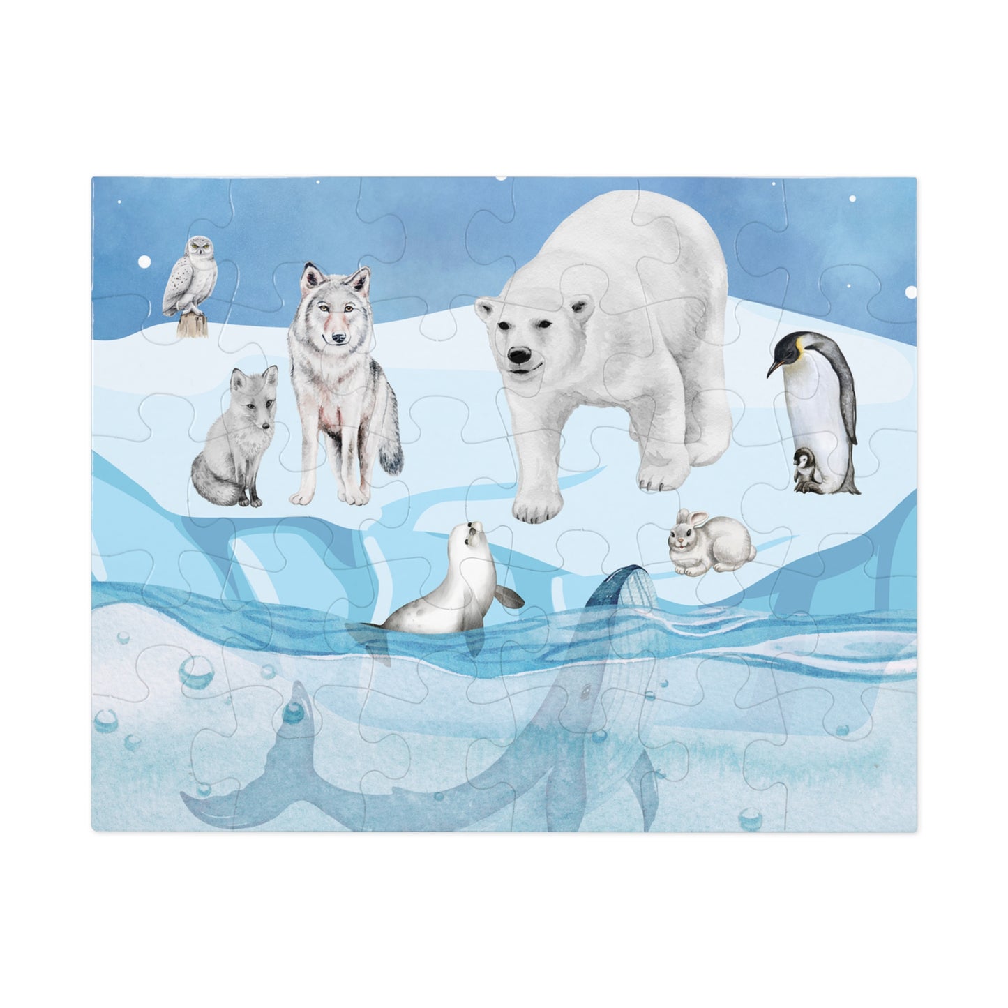 Polar Wildlife Jigsaw Puzzle, Relaxing Family Game, Educational Kids Activity, Nature Lover Gift, Arctic Animals Decor