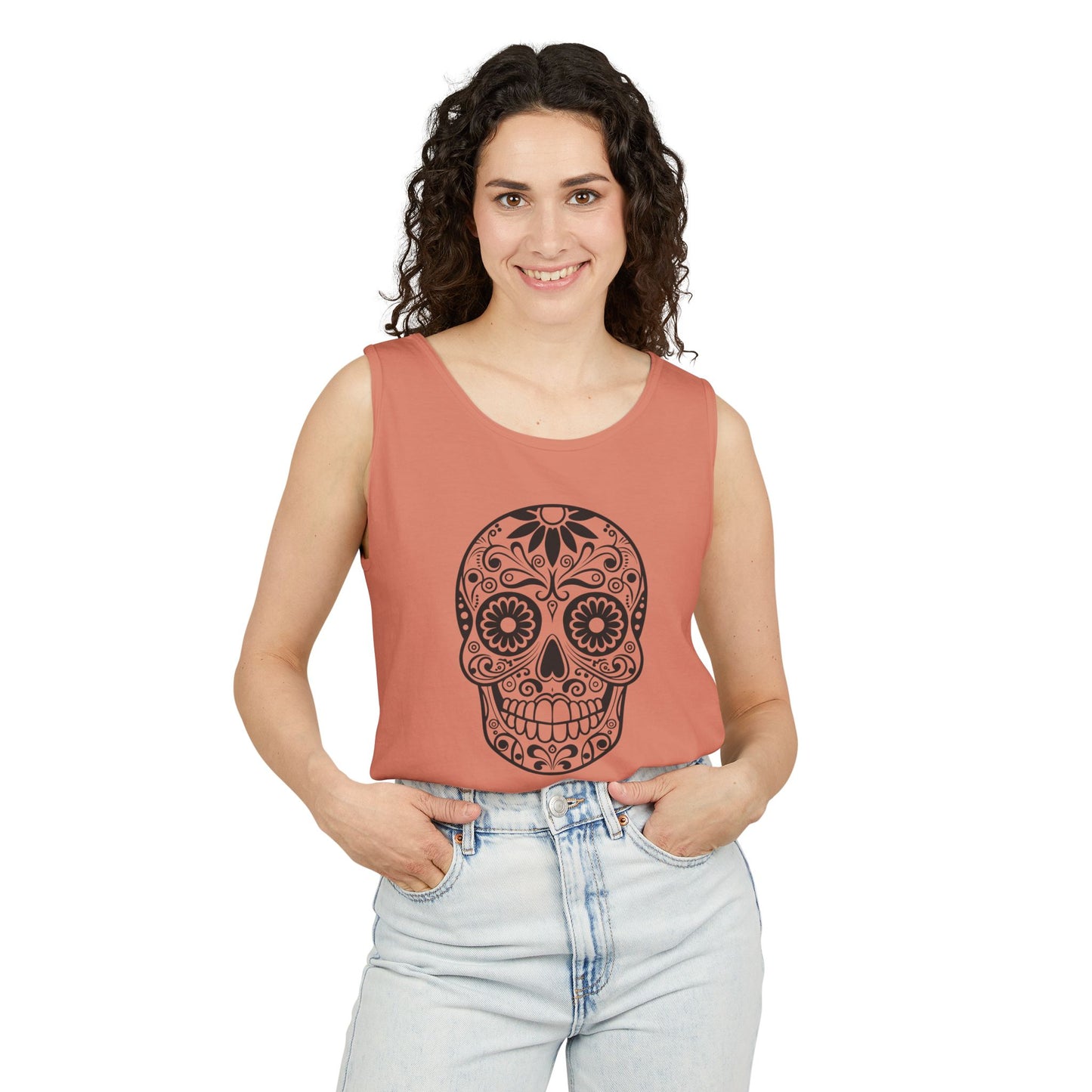 Skull Design Tank Top - Unisex, Cotton Muscle Tee for Festivals