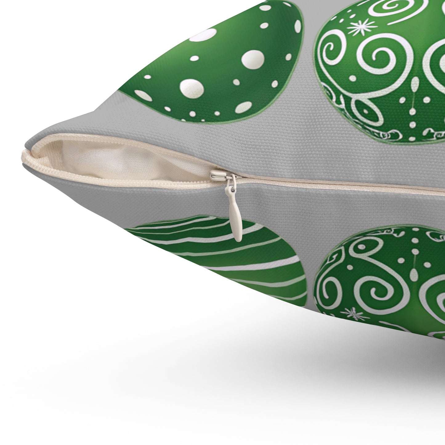 Christmas Ornament Pillow, Cozy Holiday Decor, Winter Home Accent, Gift for Christmas Lovers, Green and Gray Pillow