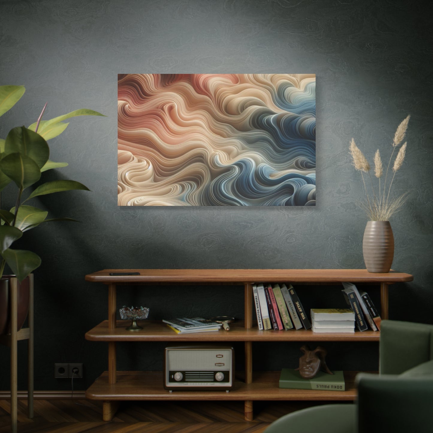 Abstract Swirl Matte Canvas Wall Art — Fluid Earth Tones, Stretched 1.25"
