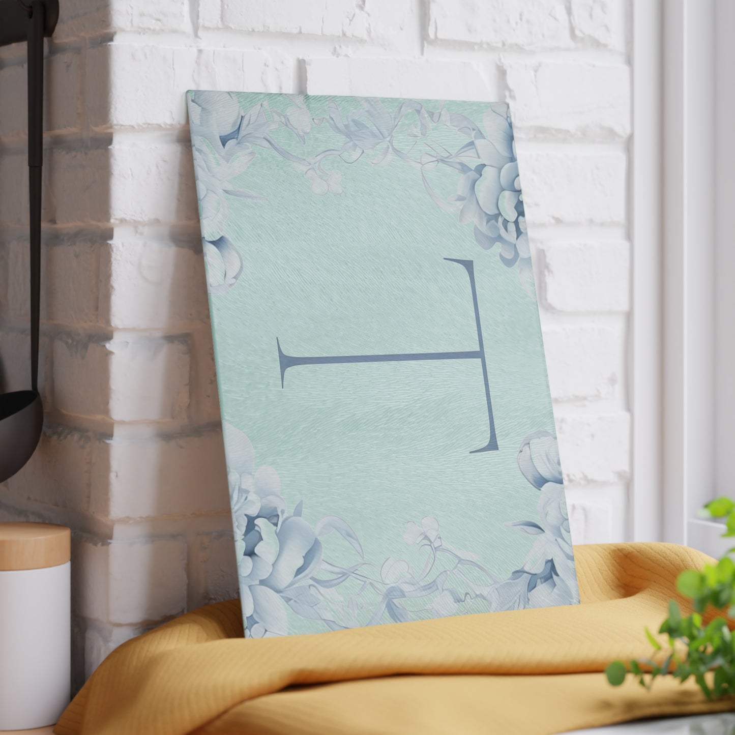 Personalized Floral Glass Cutting Board, Kitchen Decor, Custom Gift for Chefs, Wedding Present, Housewarming Gift, Home Cooking