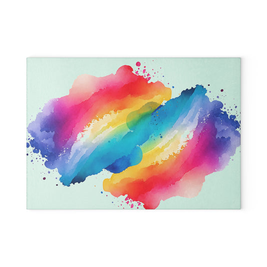 Colorful Watercolor Glass Cutting Board, Kitchen Decor, Gift for Chefs, Colorful Cooking Accessories, Vibrant Kitchenware