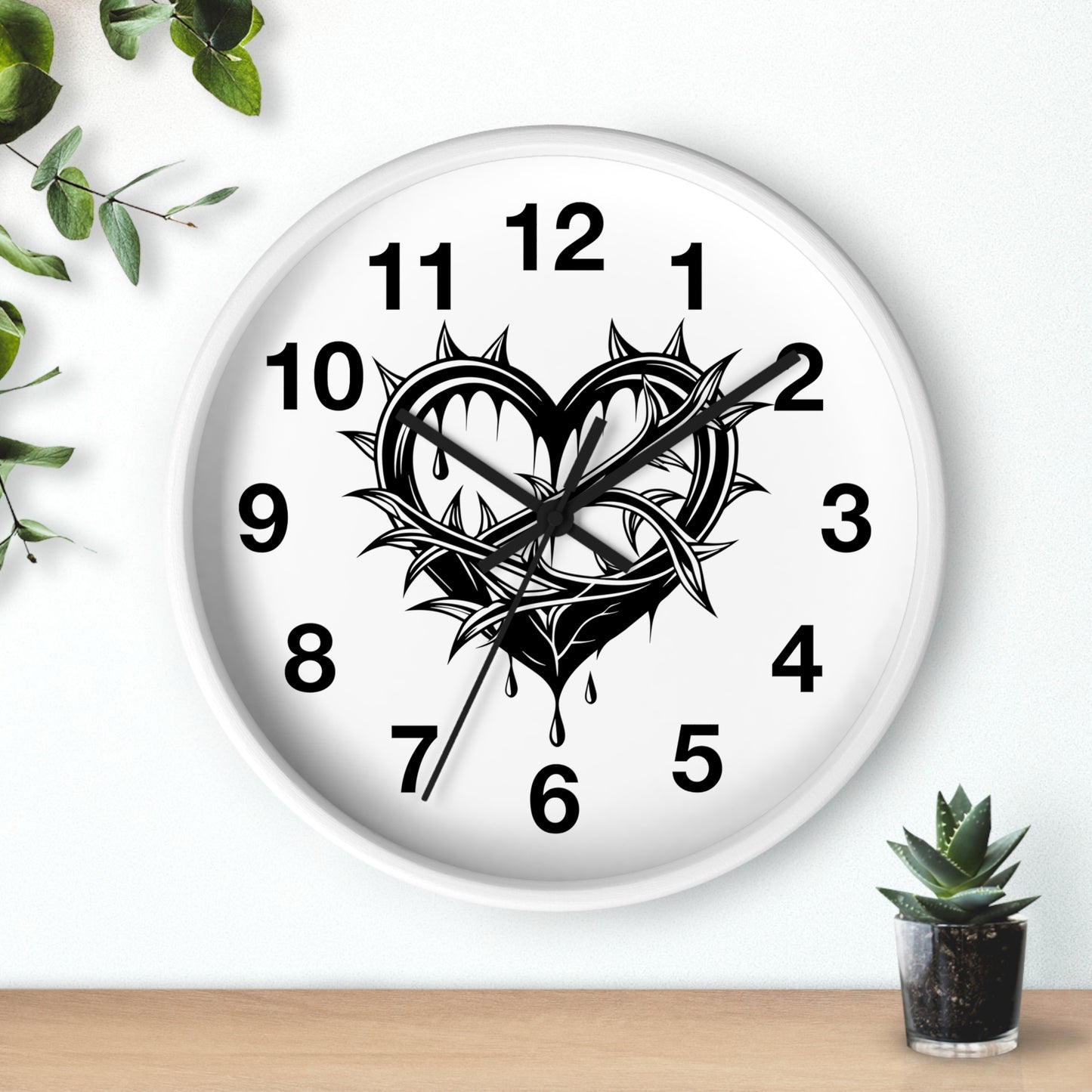 Heart & Thorns Wall Clock - Gothic Decor, Home Wall Art, Unique Timepiece, Perfect Gift for Her, Stylish Home Accessories
