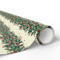 Wrapping Paper Roll — Festive Green Wreath & Red Berry Holiday Wrap