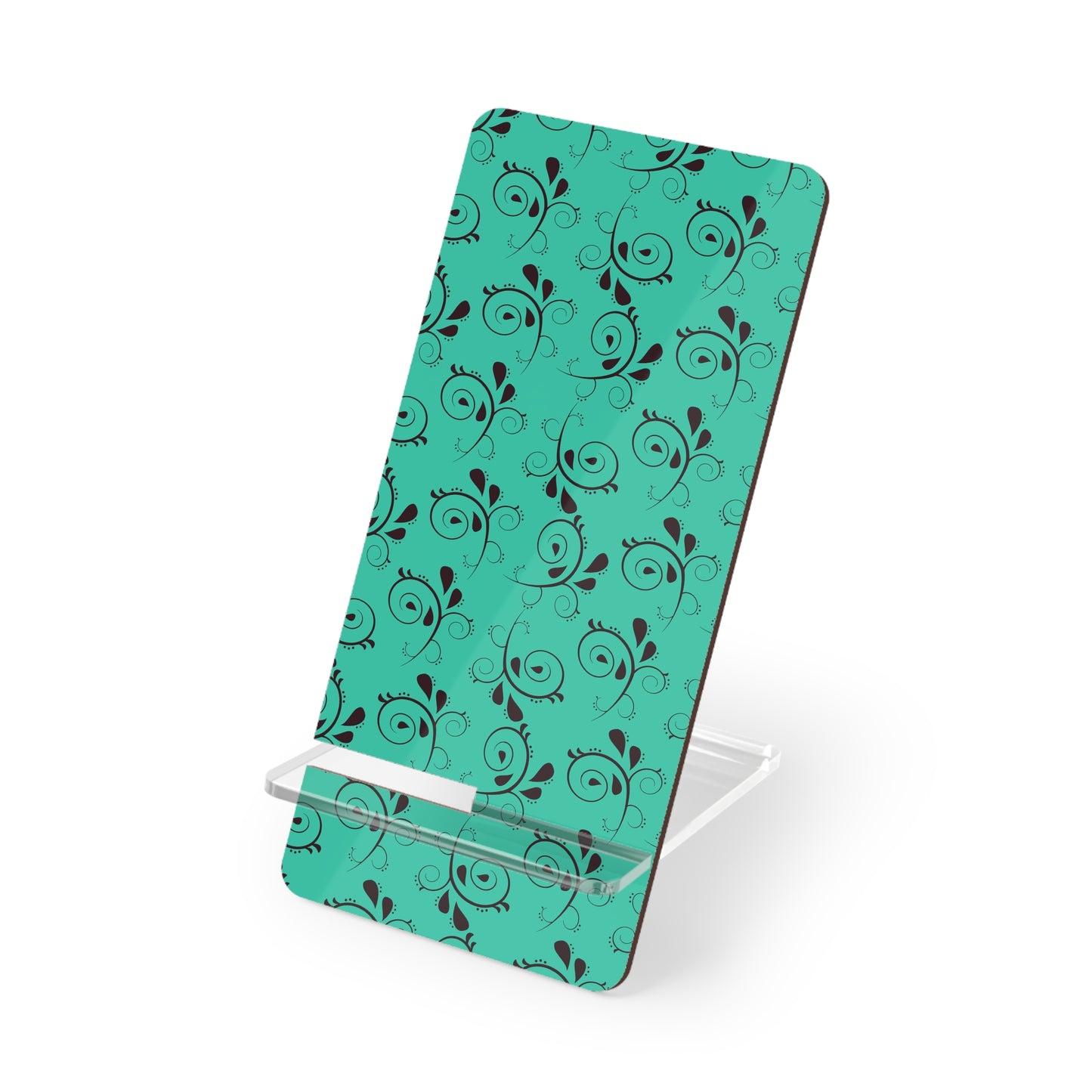 Teal Floral Smartphone Stand — Portable Mobile Display Dock