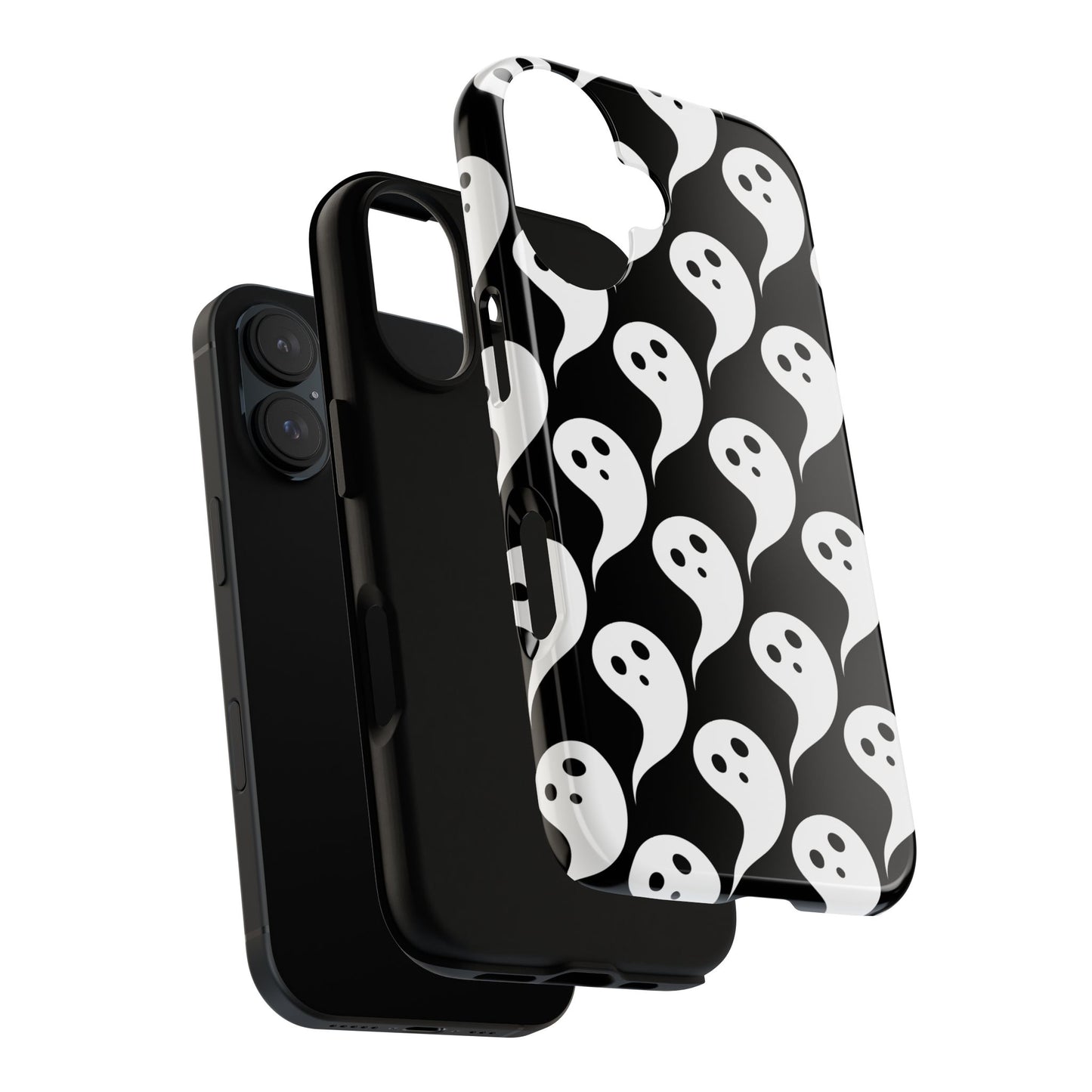 Ghost Pattern Phone Case, Cute Ghost Cell Phone Cover, Halloween Accessory, Spooky Gift, Black and White Phone Case