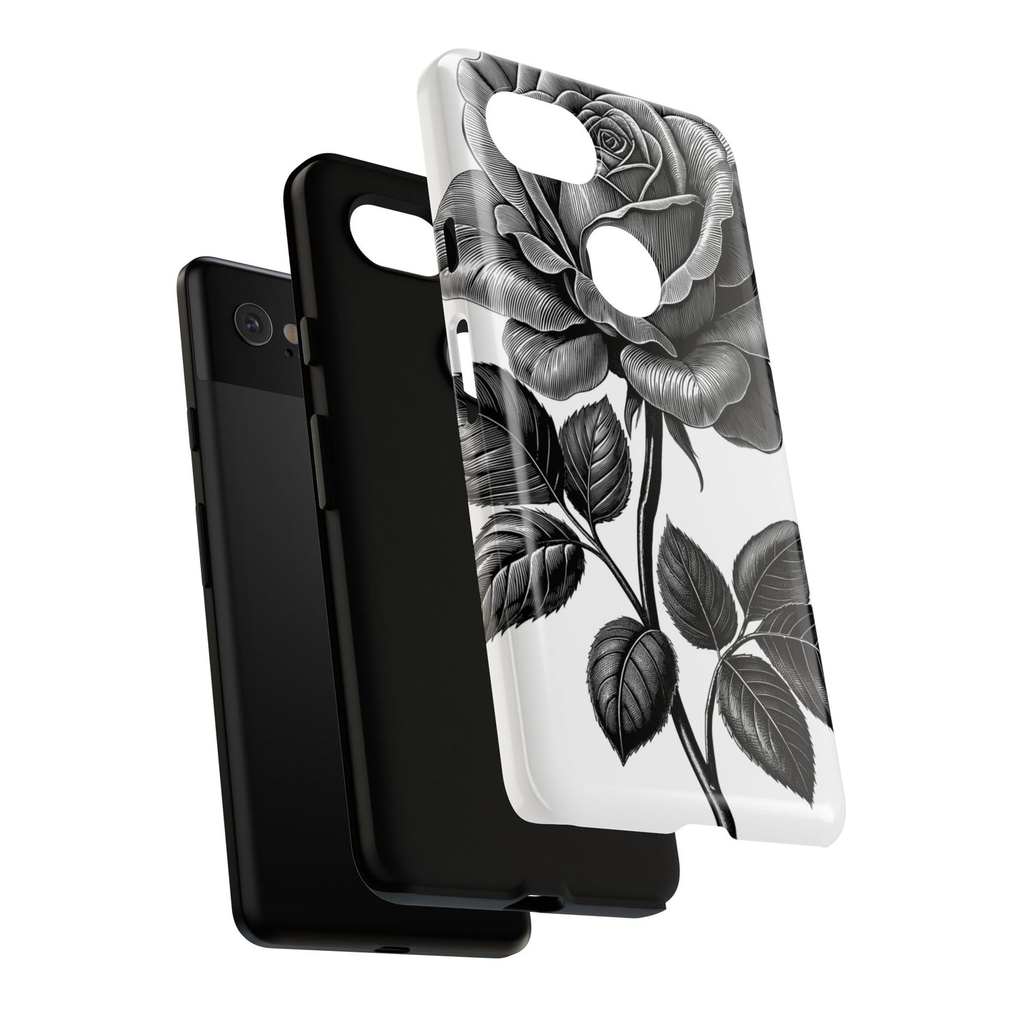 Elegant Floral Phone Case - Tough Cases, Black Rose Design, Floral Phone Cover, Stylish Phone Accessory, Gift for Her, Mother's Day