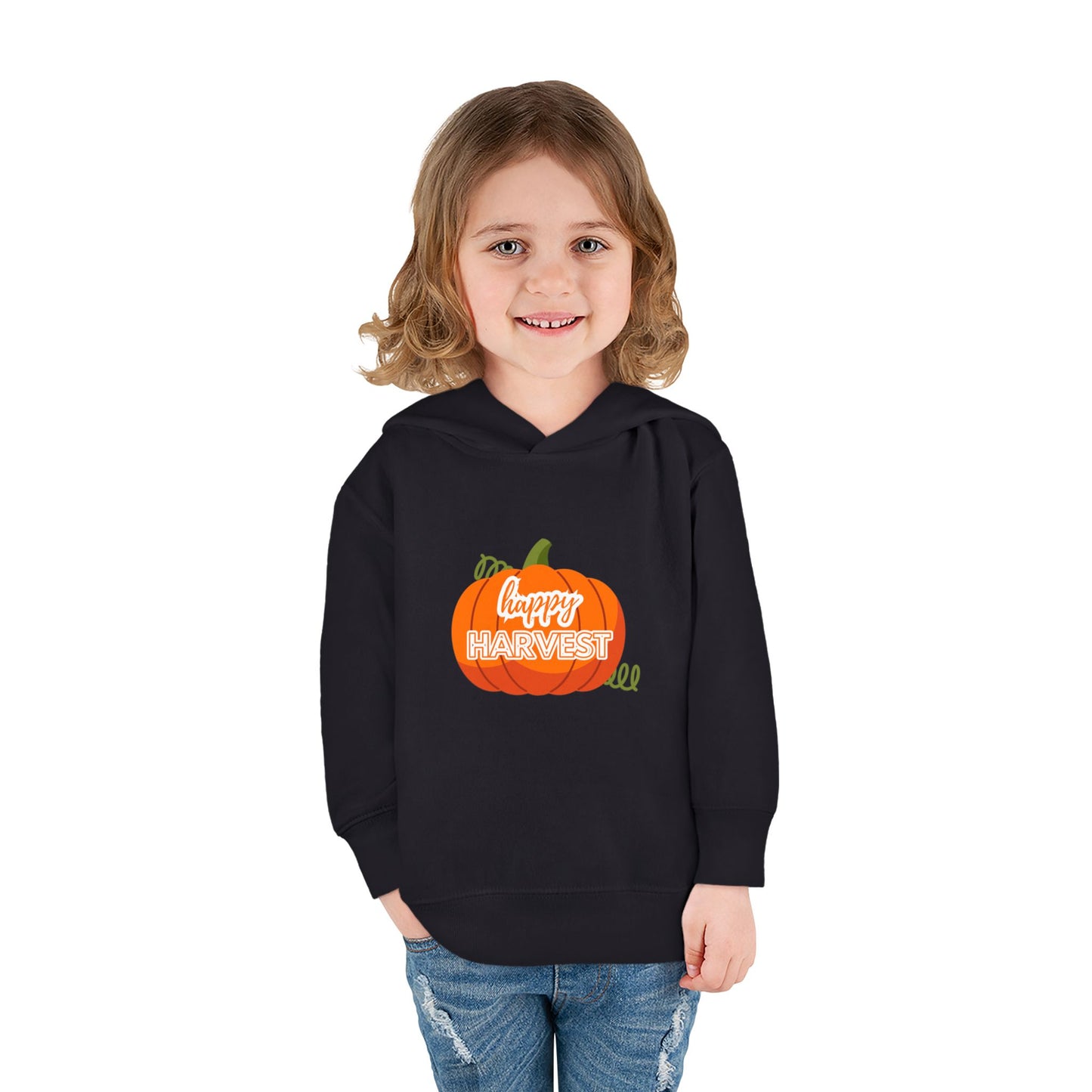 Toddler Happy Harvest Pullover Hoodie, Fall Kids Sweatshirt, Pumpkin Hoodie, Thanksgiving Gift, Cozy Autumn Wear