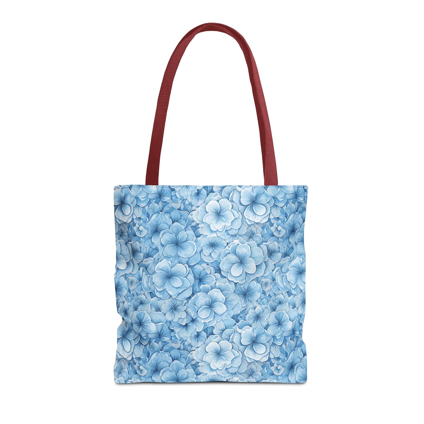 Blue Watercolor Floral Tote Bag — Reusable Flower Pattern Shopper