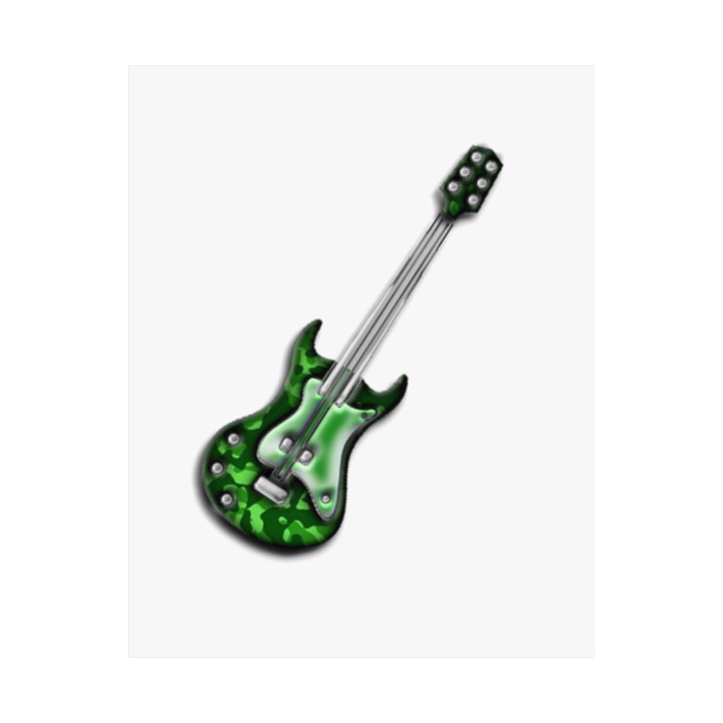 Guitar Art Poster - Rock Music Decor, Green Guitar Wall Art, Musician Gift, Home Office Decor, Music Lover Gift