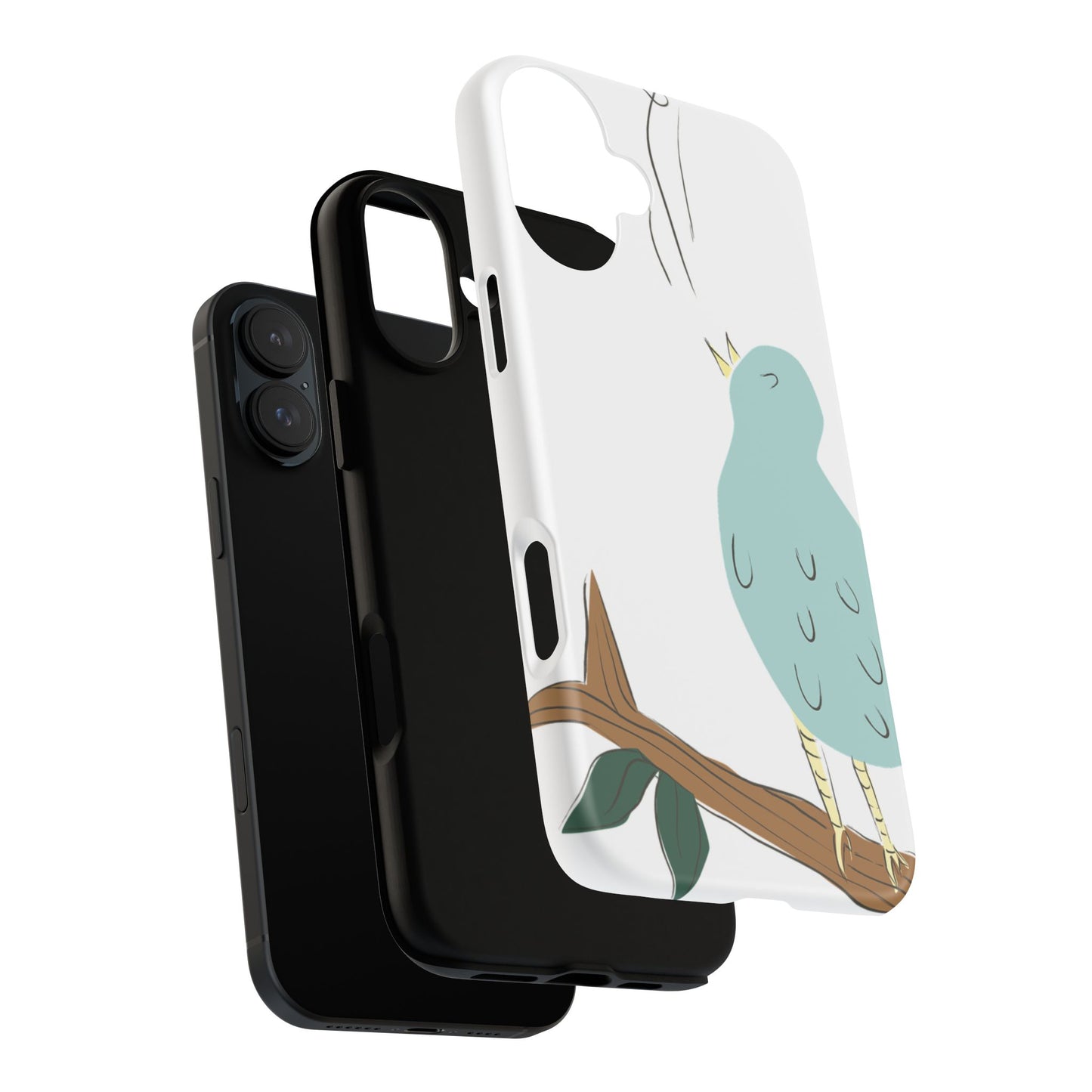 Birdsong Phone Case — Cute Blue Bird on Branch Protective Case