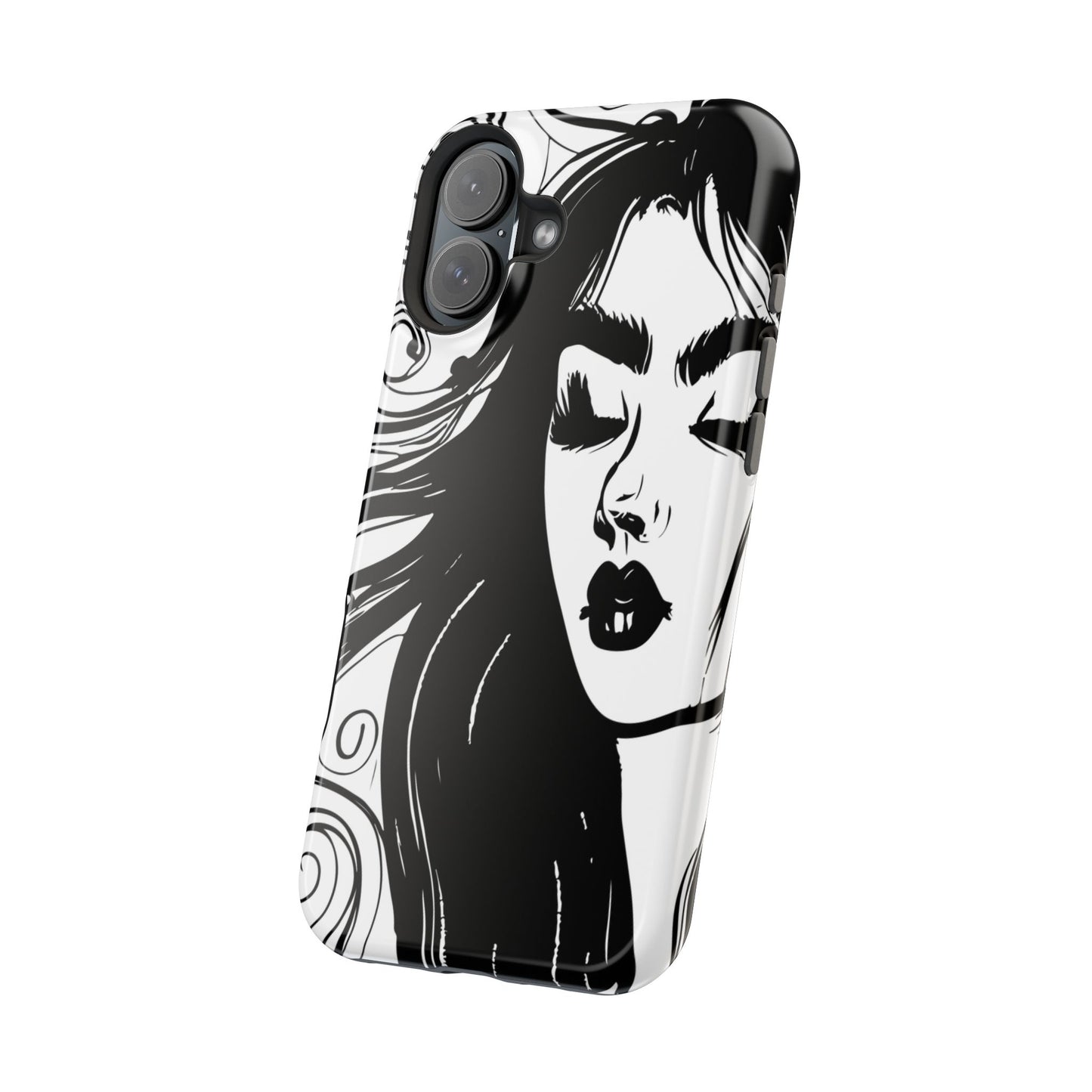 Artistic Black & White Portrait Phone Case — Magnetic Impact-Resistant