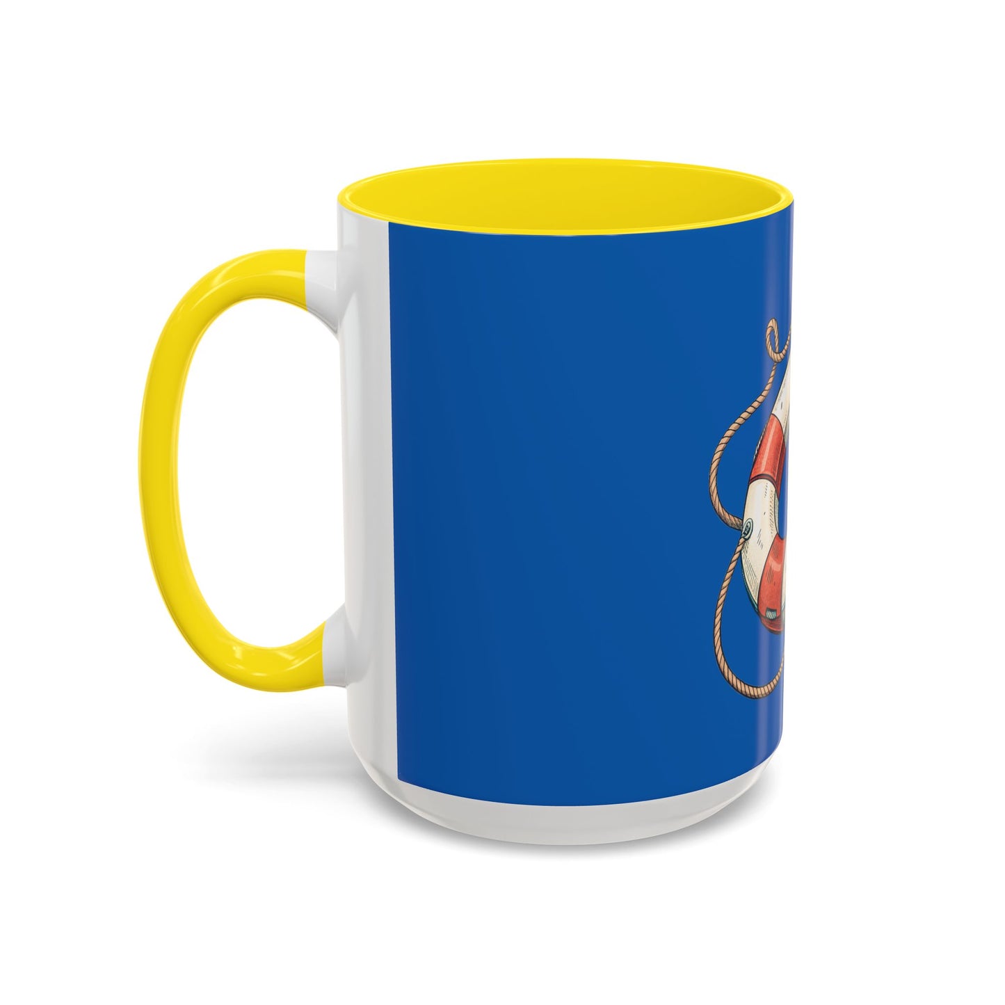Lifesaver Accent Coffee Mug - Nautical Gift, Beach Decor, Sailor's Coffee Cup, Ocean Lover Mug, Summer Vibes