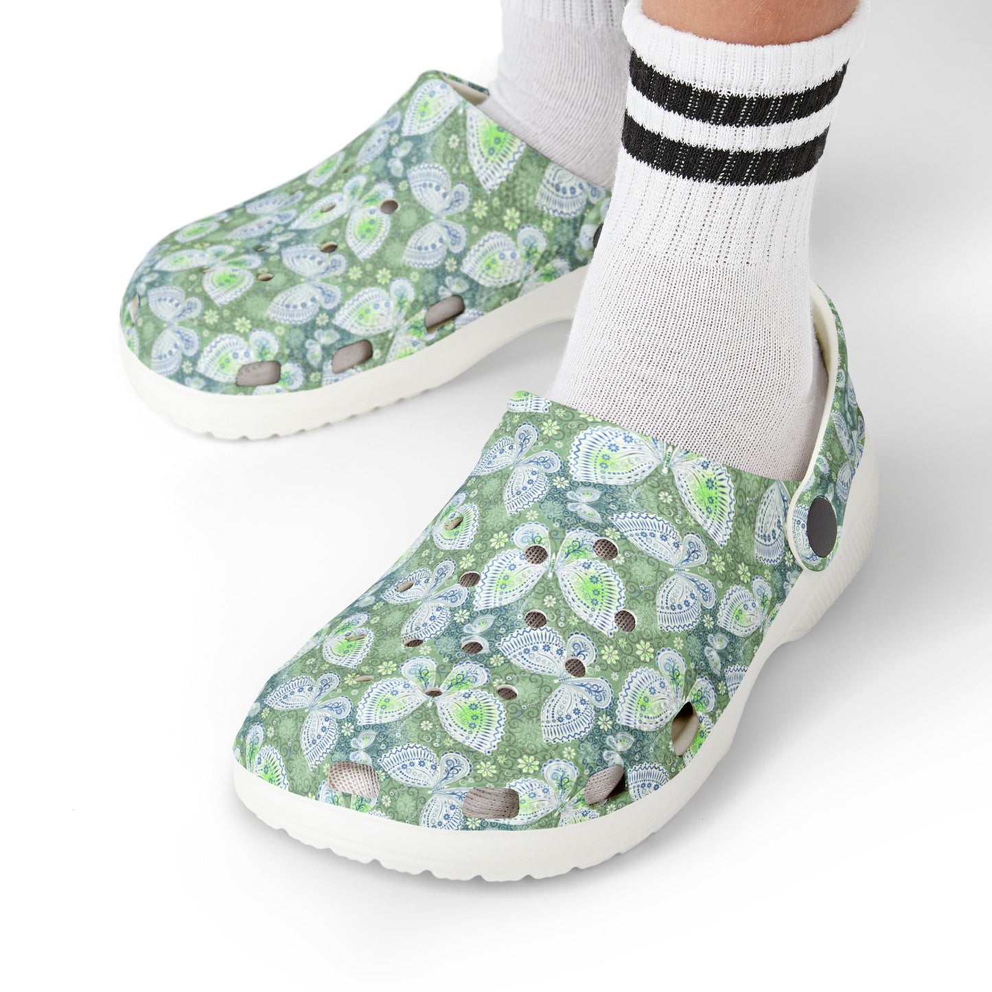 Butterfly Pattern Kids' Clogs - Fun & Comfortable Footwear for Play, Spring, Summer, Gardening, Beach Days, Gifts
