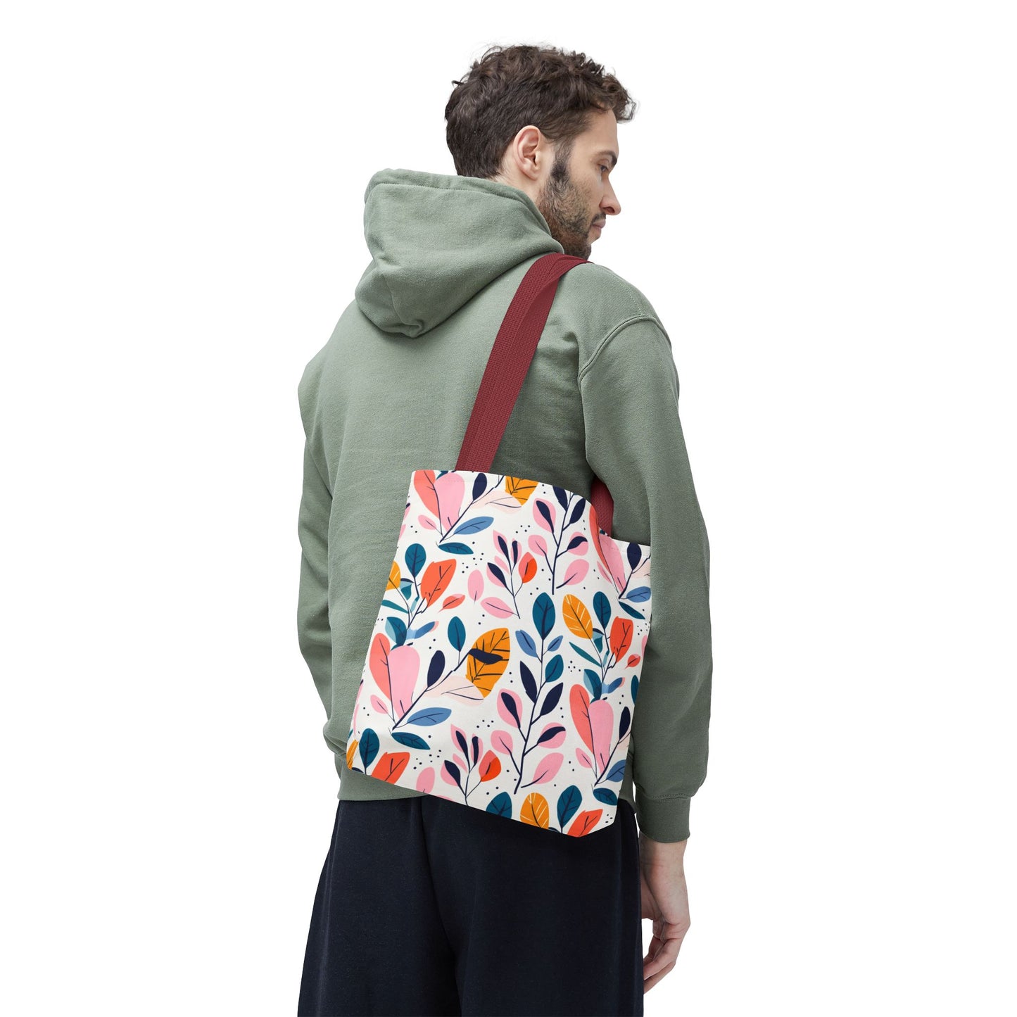 Floral Leaves Tote Bag — Colorful Botanical All-Over Print Bag