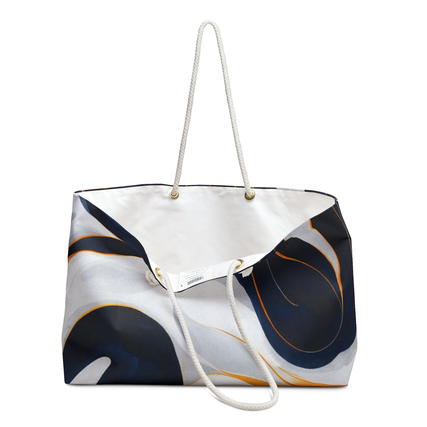 Abstract Navy & Gold Swirl Weekender Bag — Stylish Travel Tote