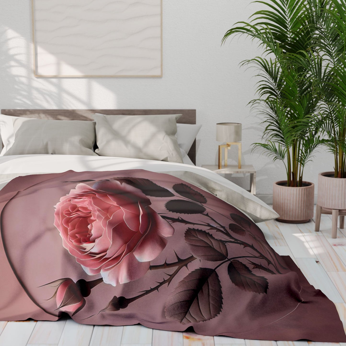 Elegant Rose Arctic Fleece Blanket - Cozy Home Decor, Floral Throw Blanket, Birthday Gift, Wedding Present, Living Room Accent