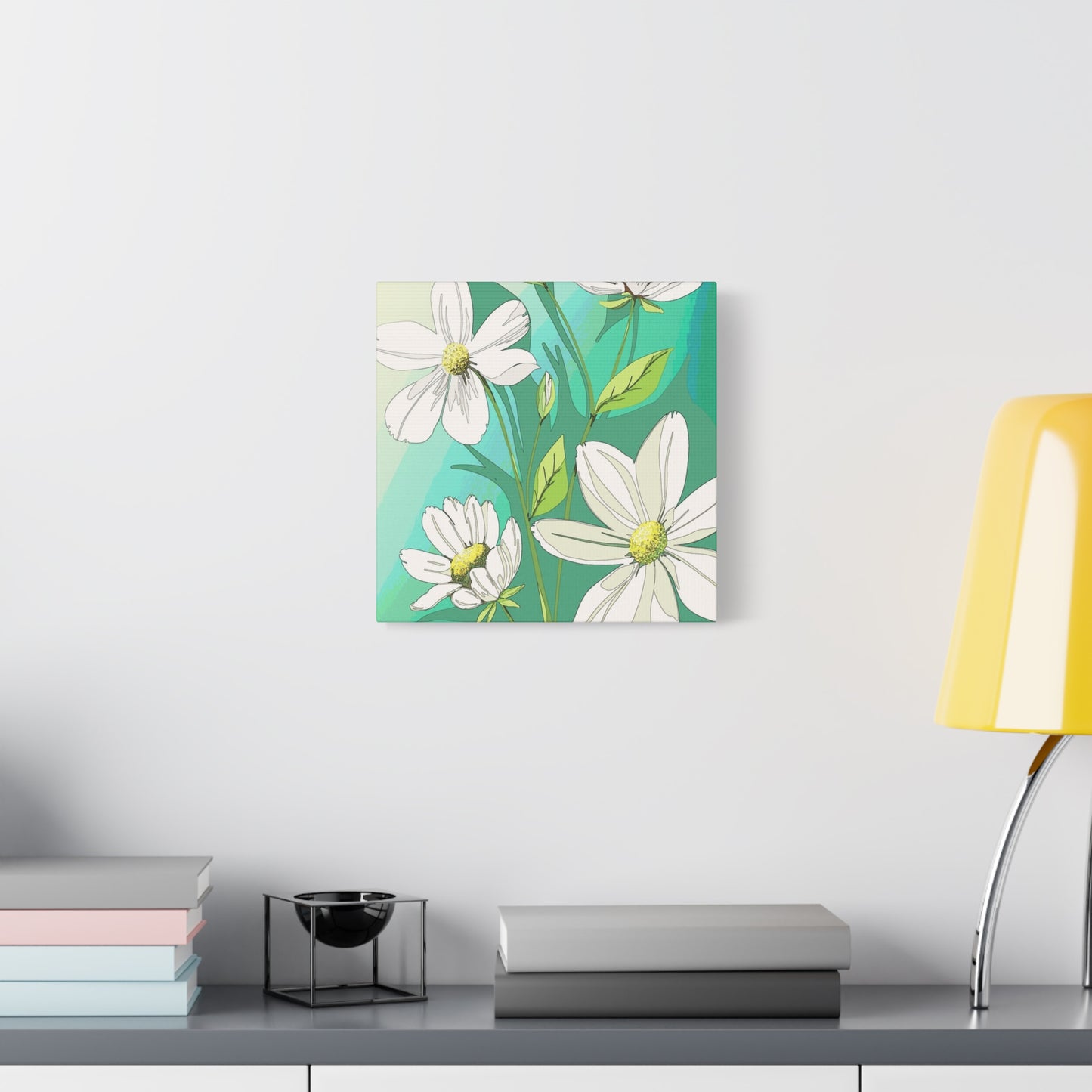 Matte Canvas, Stretched, 1.25" White Flowers