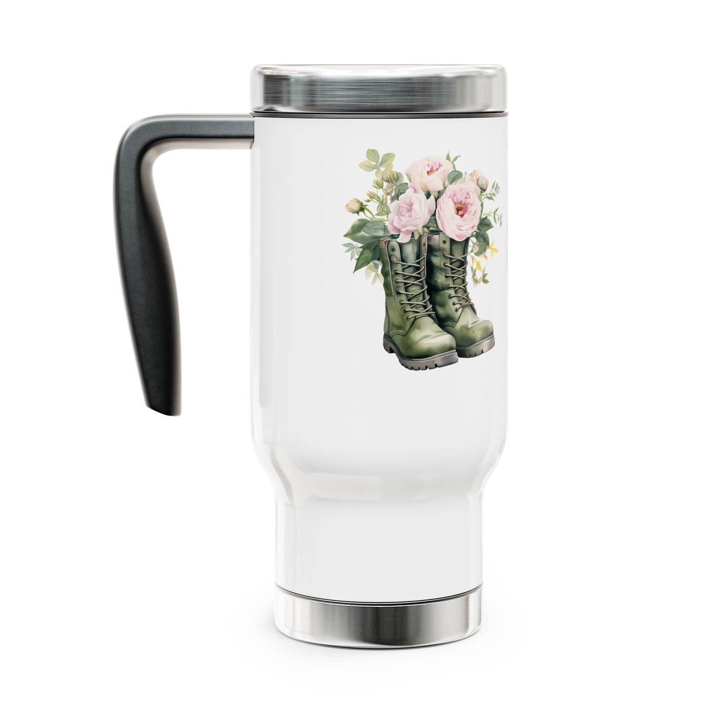 Floral Combat Boots Travel Mug — 14 oz Stainless Steel Insulated Tumbler