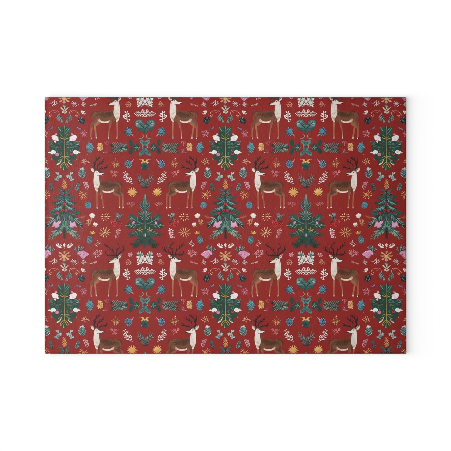 Christmas Reindeer Glass Cutting Board — Festive Holiday Kitchen Decor