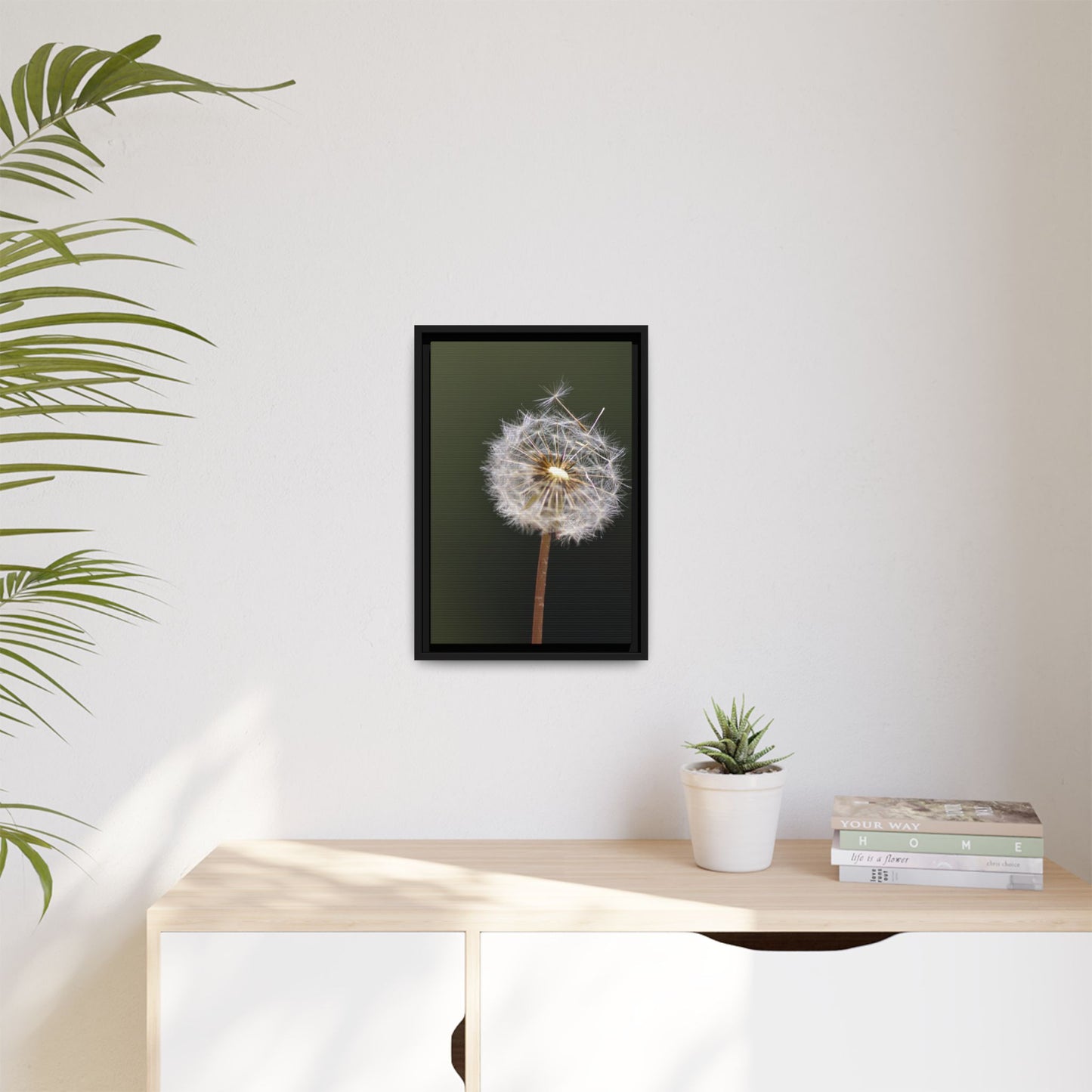 Framed Dandelion Canvas Print — Matte Botanical Wall Art
