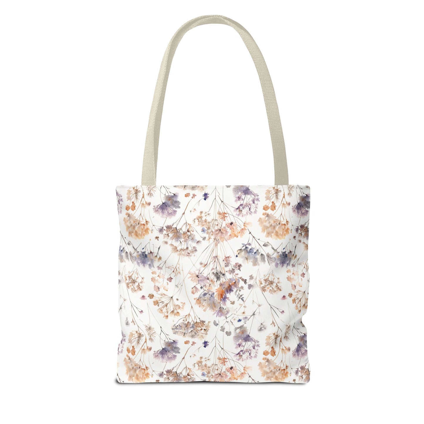 Floral Ditsy Print Tote Bag – Neutral Watercolor Wildflower Market Bag