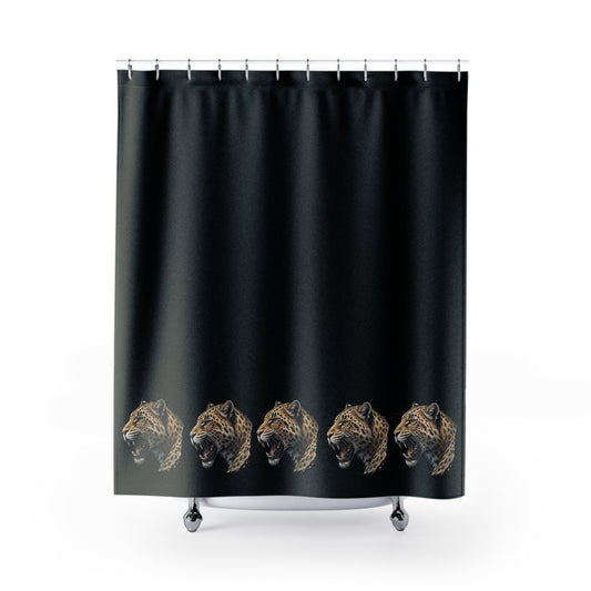 Fierce Leopard Print Shower Curtain | Bold Bathroom Decor, Wildlife Theme, Jungle Vibes, Gift for Animal Lovers, Unique Home Accent