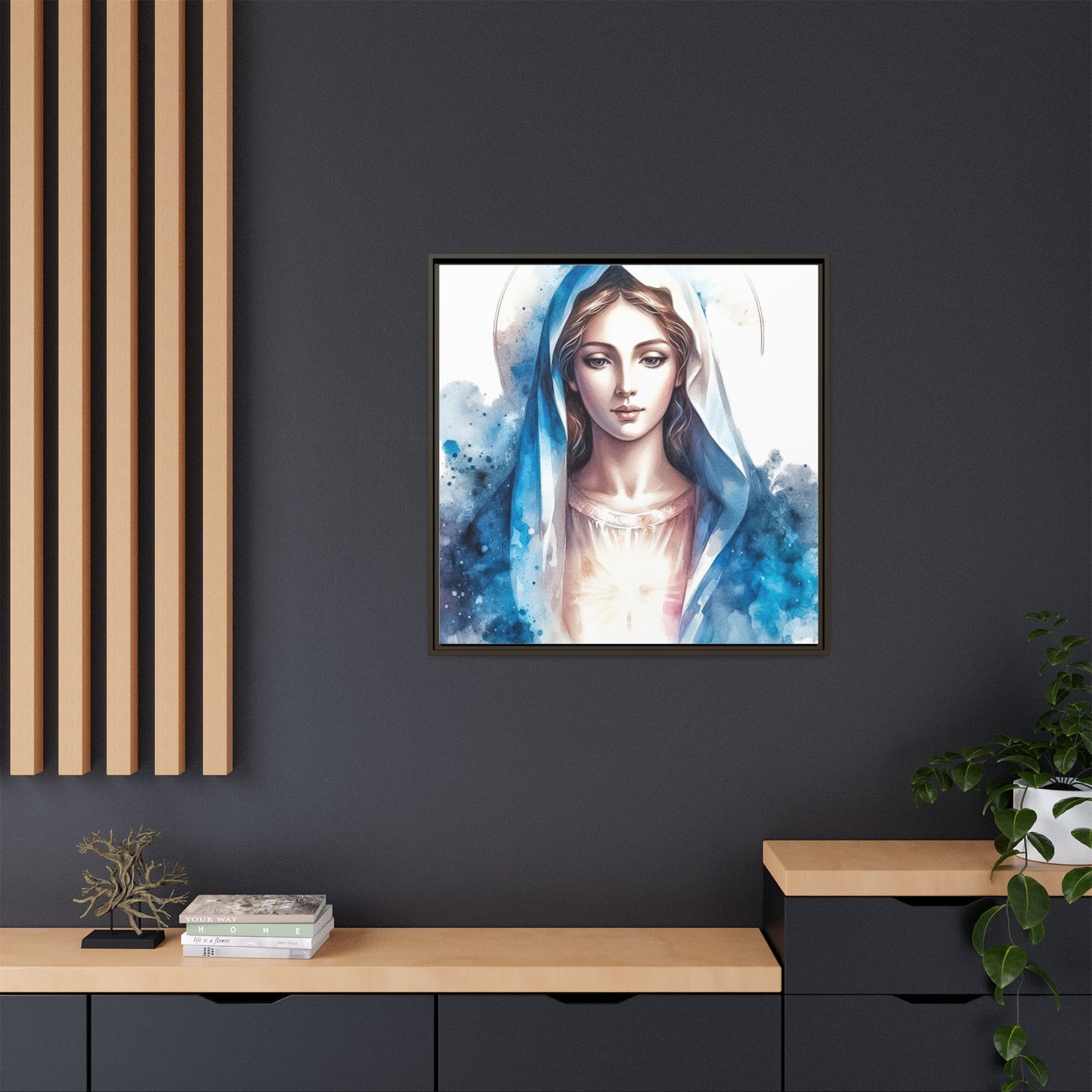 Framed Canvas Art Print, Spiritual Decor, Religious Artwork, Wall Decor, Gift for Faith, Elegant Home Decoration
