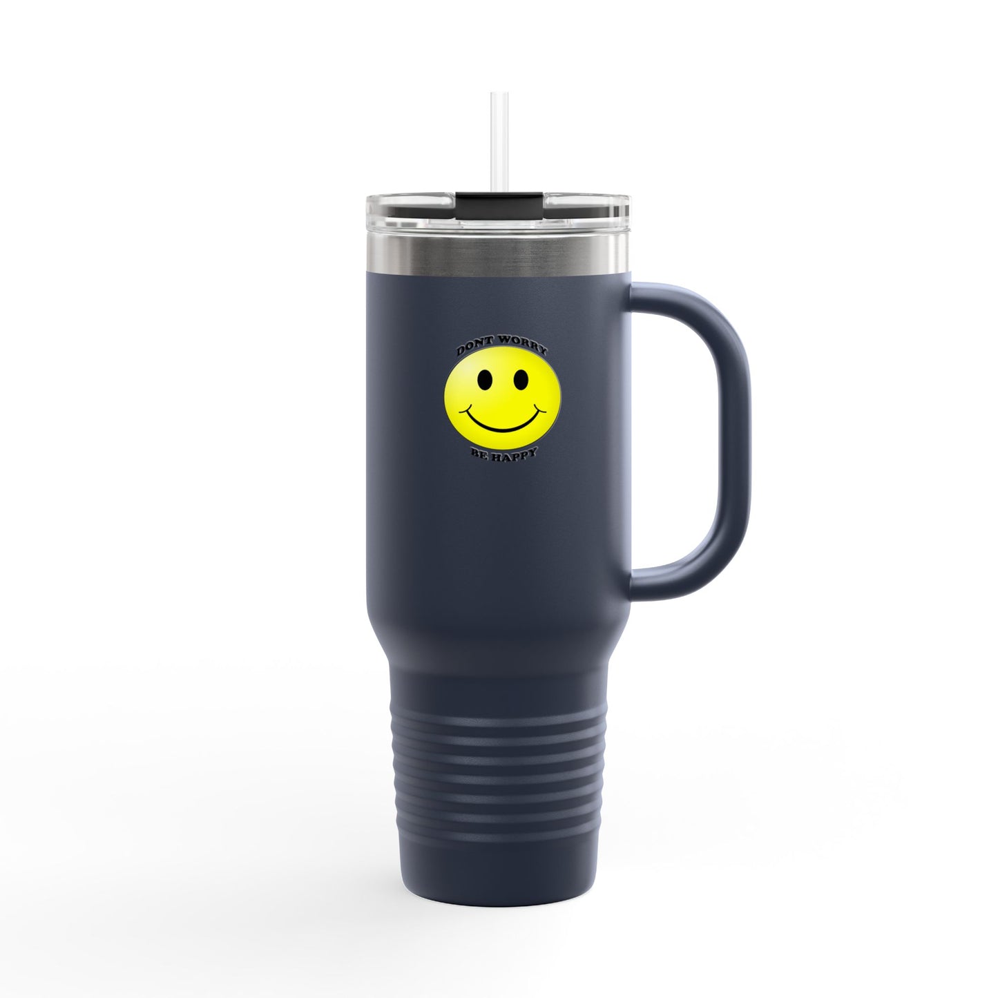 Happy Face Insulated Travel Mug | 40oz, Summer Vibes, Gift for Coffee Lovers, Home Office Essential, Brighten Your Day