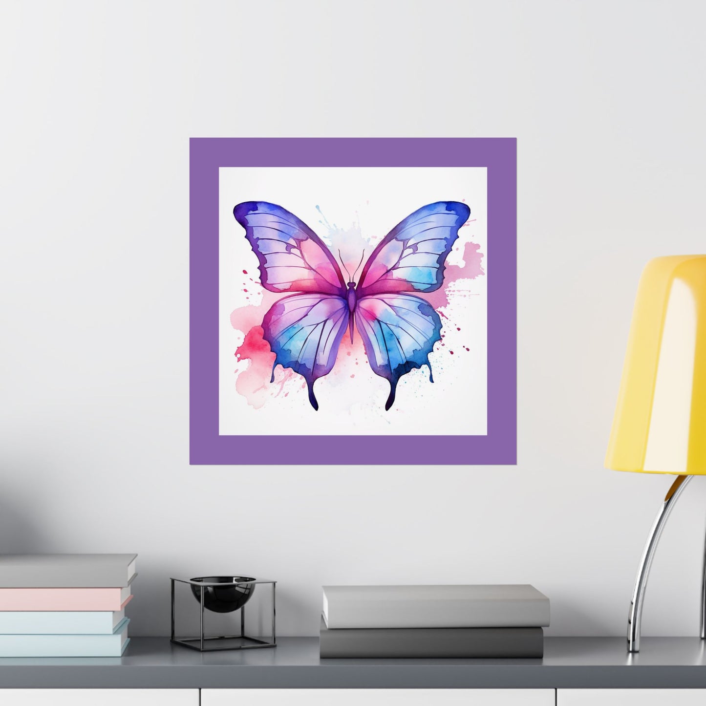 Butterfly Watercolor Matte Poster — Purple Vertical Art Print