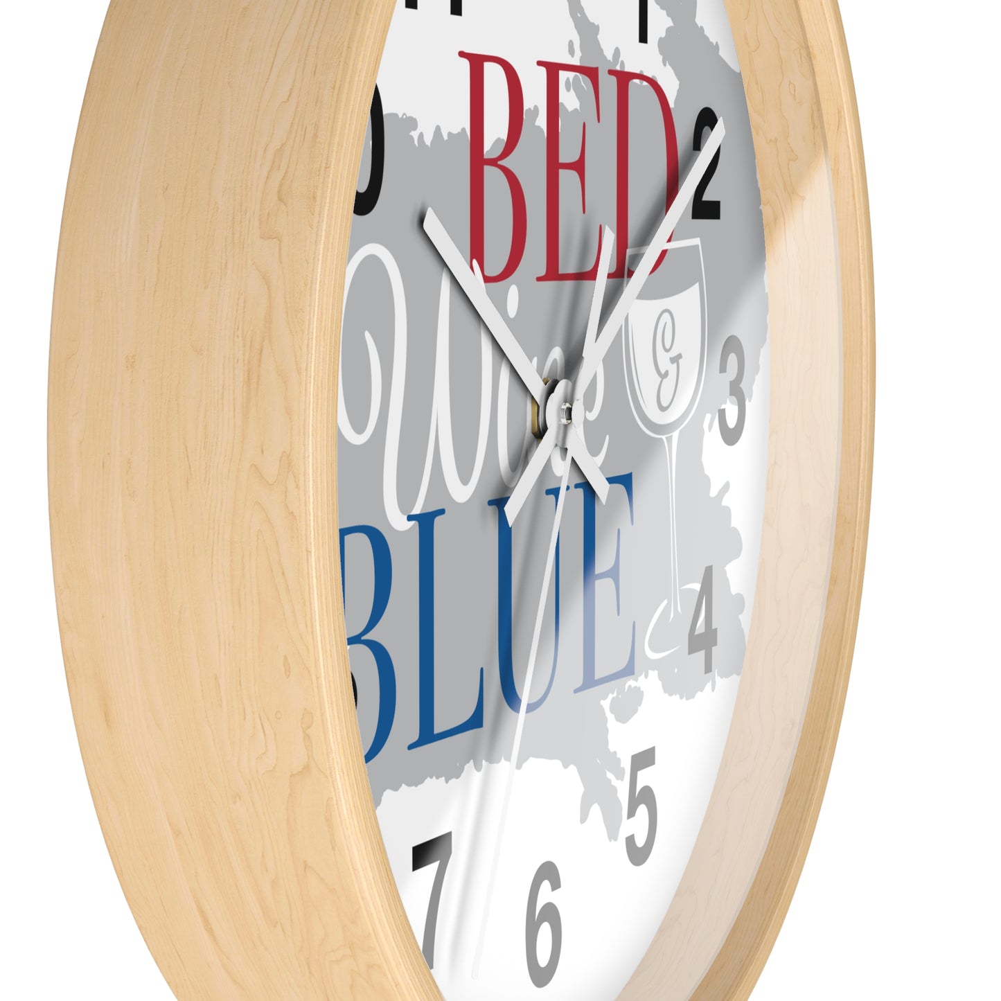Patriotic Wall Clock - "Bed, White, and Blue" - Home Decor, Gift for Hosts, Independence Day, Americana Style, Wall Art, Kitchen Clock