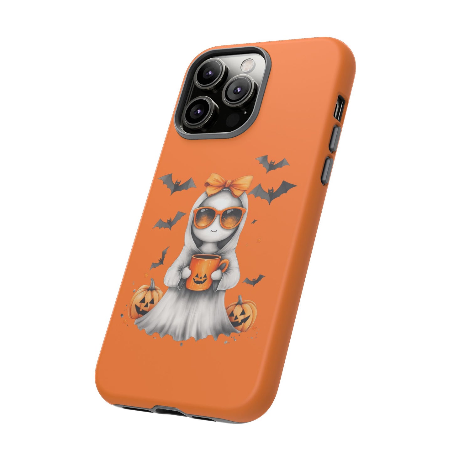Halloween Ghost Phone Case, Cute Cat Ghost Case, Autumn Phone Cover, Spooky Season Gift, Trick or Treat Case