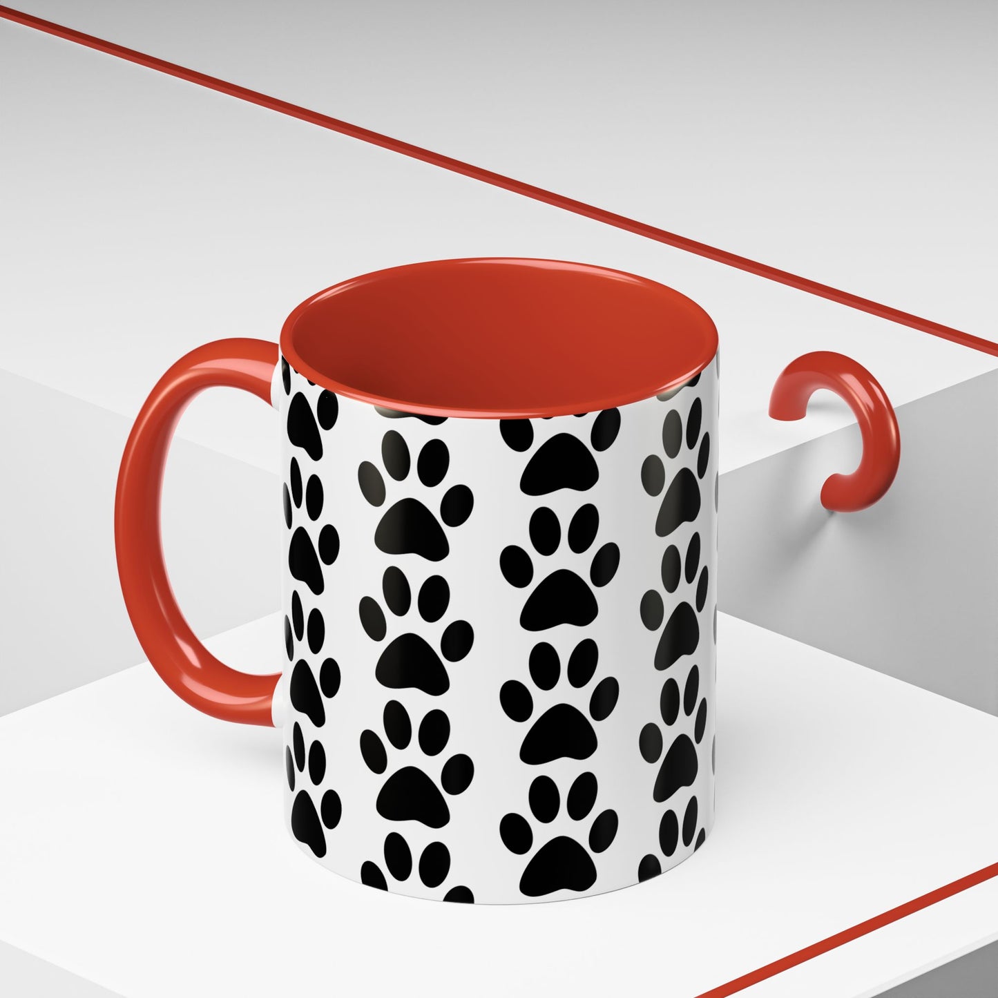 Paw Print Accent Coffee Mug - Dog Lover Gift, Black and White Pet Mug, Cute Animal Decor, Personalized Pet Owner Present, Coffee Tea Cup