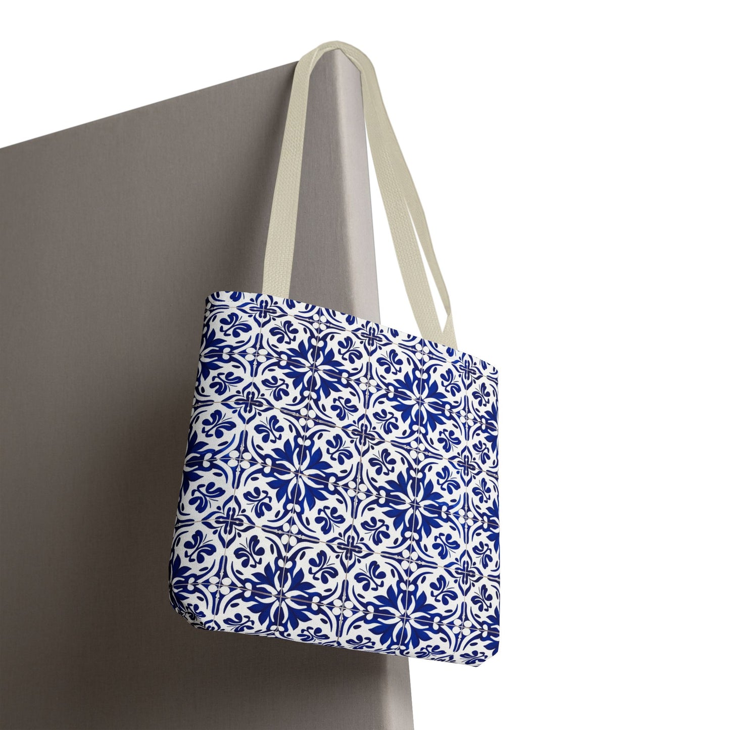 Blue Moroccan Tile Tote Bag - All-Over Print Patterned Market Tote