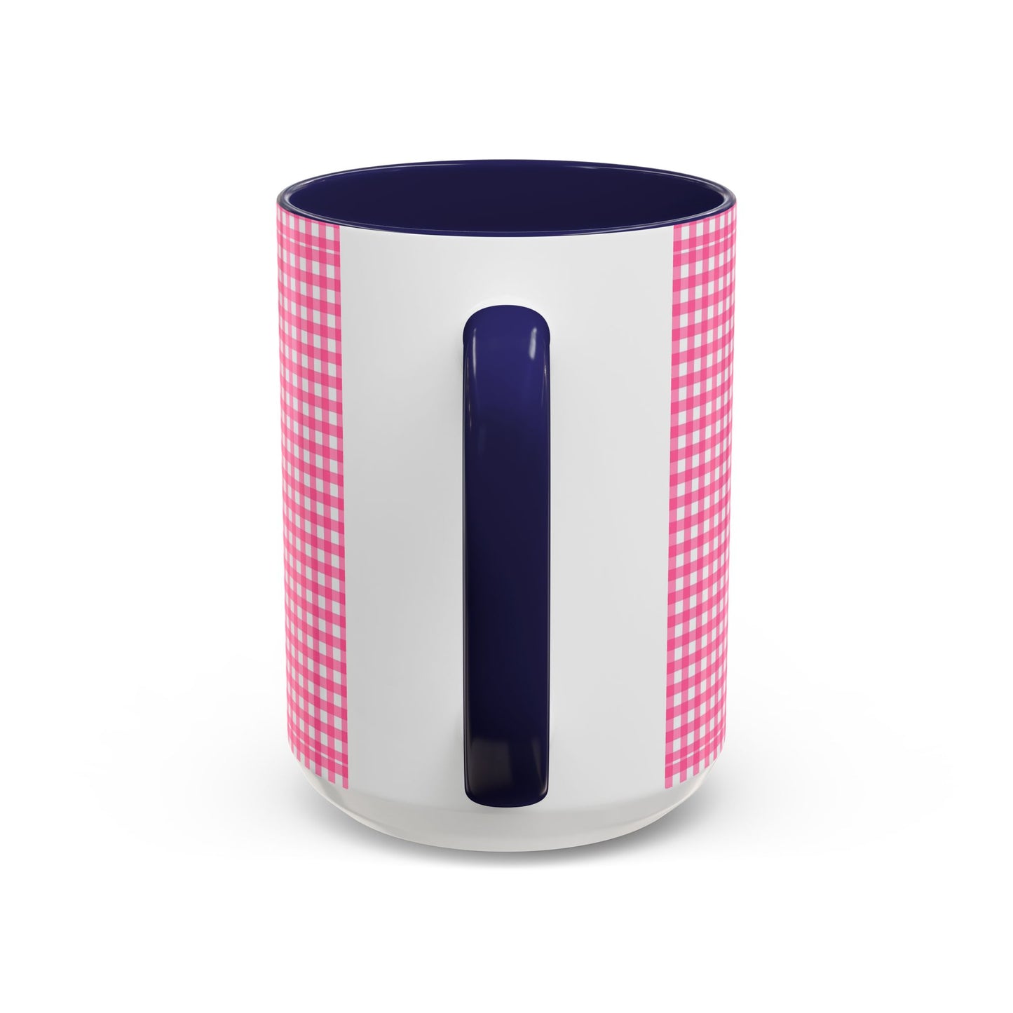 Pink Gingham Accent Coffee Mug, Cute Kitchen Decor, Gift for Coffee Lovers, Home Office Mug, Spring and Summer Vibes