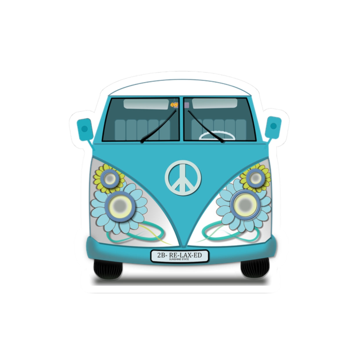 Bohemian VW Bus Stickers, Peace Sign Vinyl Stickers, Flower Stickers for Water Bottles, Gift for Hippies, Laptop Stickers