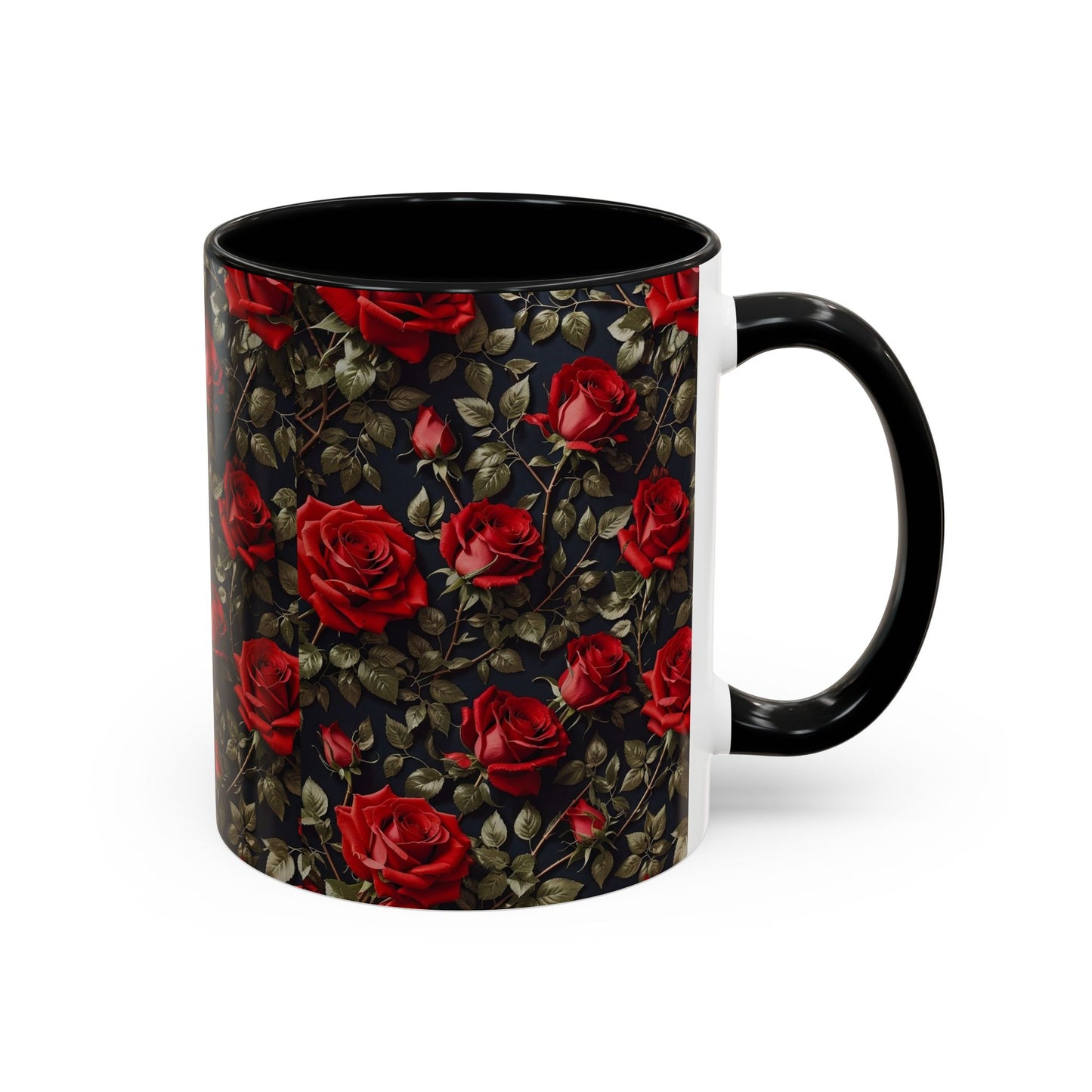 Elegant Floral Accent Coffee Mug - Black Rose Design, Gift for Her, Home Decor, Coffee Lovers, Mother's Day, Birthday