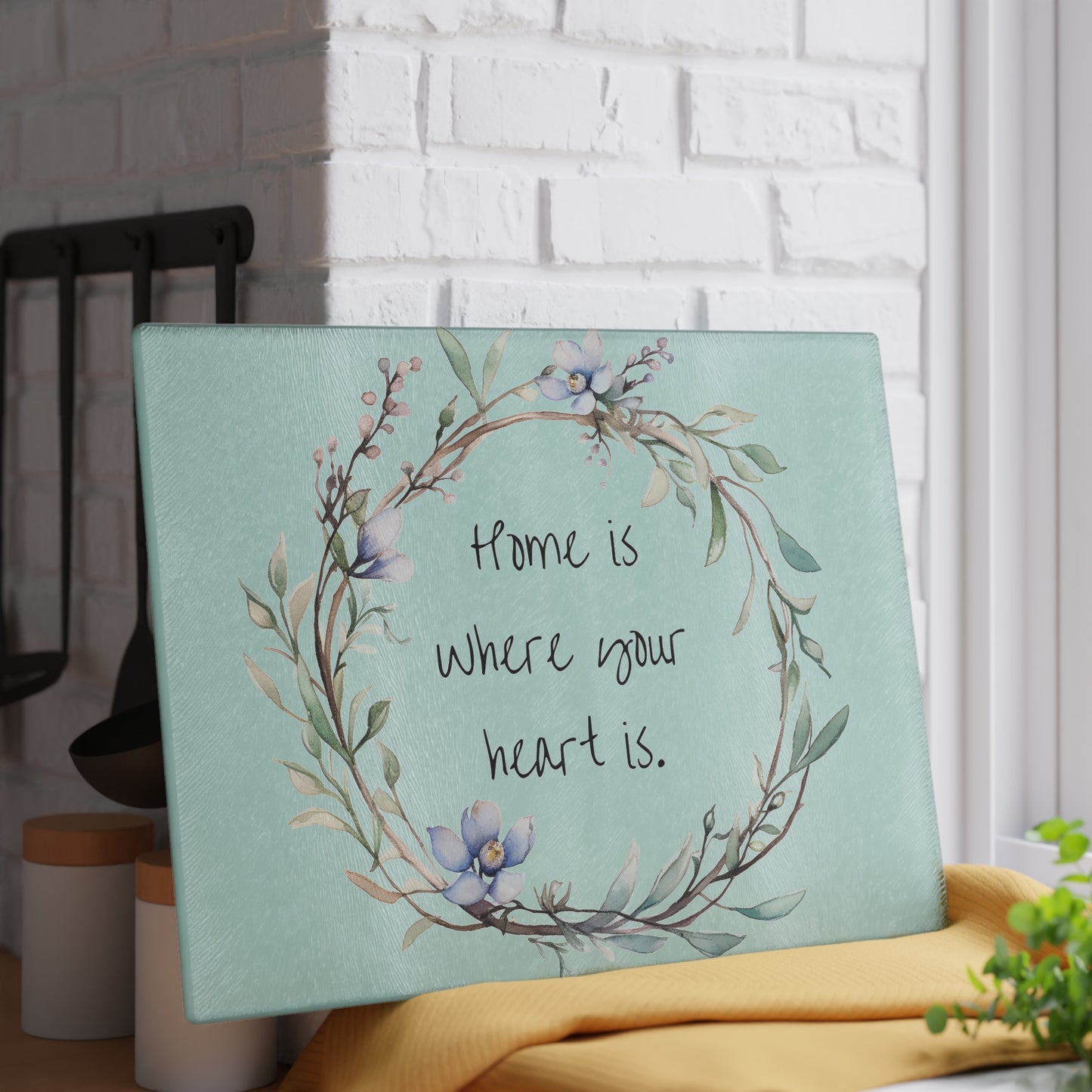 Charming Glass Cutting Board with Floral Wreath Design - Perfect for Home Decor, Housewarming Gift, Kitchen Essential, Wedding Gift, [...]