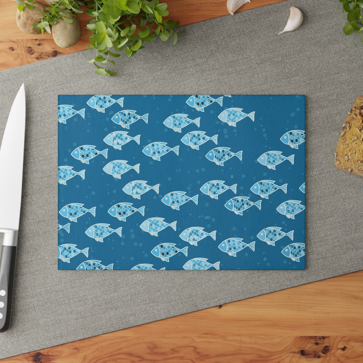 Underwater Fish Glass Cutting Board, Unique Kitchen Decor, Gifts for Chefs, Beach House Accessory, Summer Party Essentials
