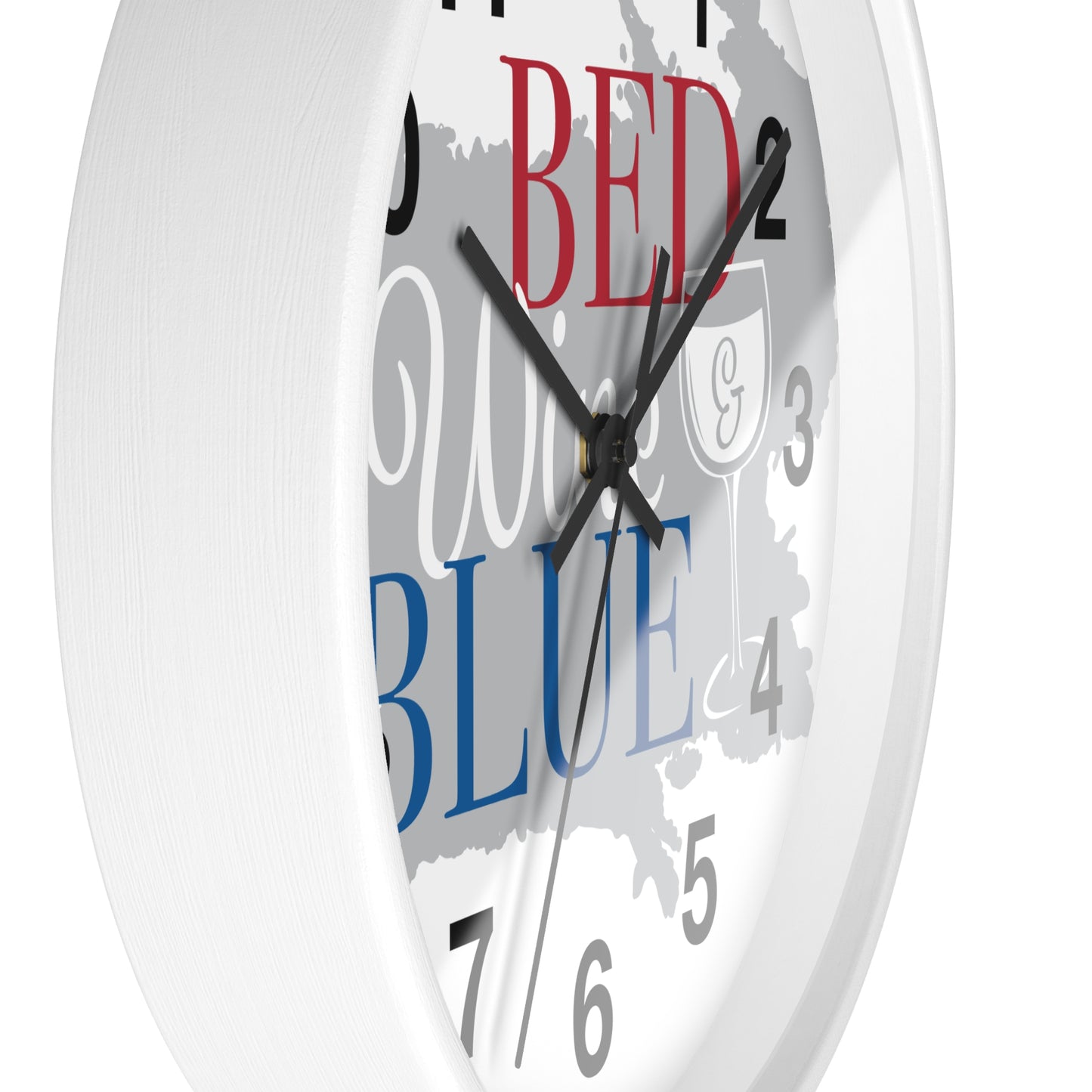 Patriotic Wall Clock - "Bed, White, and Blue" - Home Decor, Gift for Hosts, Independence Day, Americana Style, Wall Art, Kitchen Clock